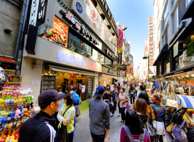 Myeong-Dong shopping street in Seoul, South Korea.