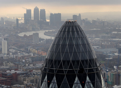 London's business district Canary Wharf (background), where a man's body was found this morning.