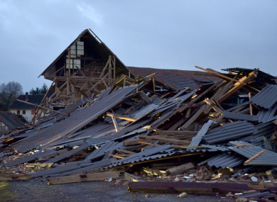 A view of the wreckage caused by the storm in Meimbressen, Germany.