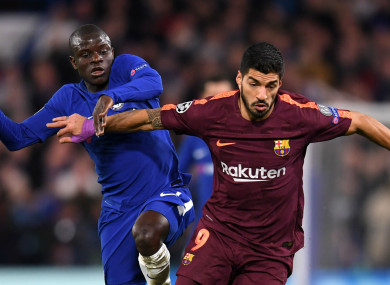 Chelsea's N'Golo Kante and Barcelona's Luis Suarez