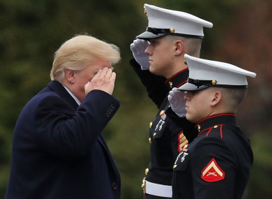 Trump saluting members of the US military last month.