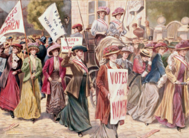 An early 20th century suffragette demonstration.