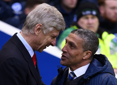 Premier League managers Arsene Wenger and Chris Hughton