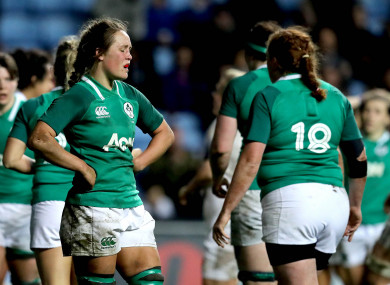 Ashleigh Baxter dejected after conceding a try.