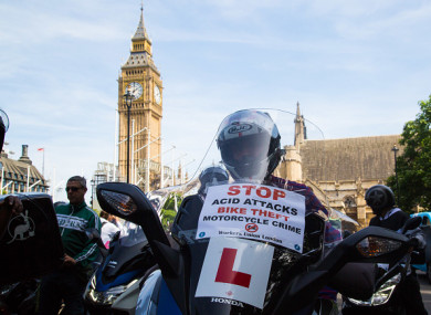 A protest against acid attacks on delivery drivers was held days after John's offences.