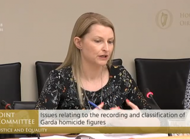 Lois West speaking at the Oireachtas committee.