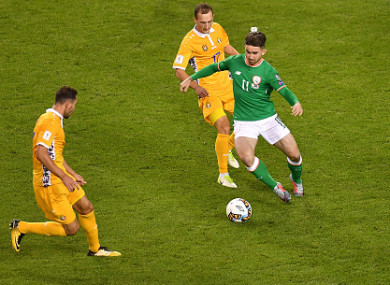 Maguire during his Ireland debut against Moldova.