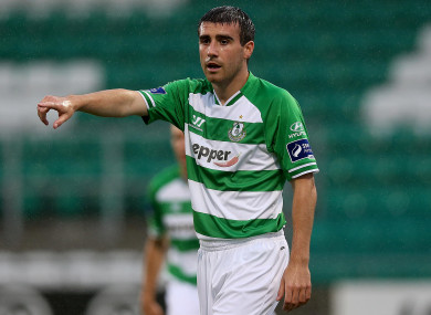 Robert Bayly in action for Shamrock Rovers in July 2014.
