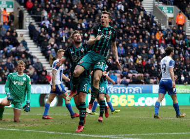 Pierre-Emile Hojbjerg celebrates: Southampton are into the last four.
