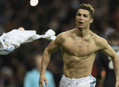 Ronaldo celebrates his crucial goal tonight.
