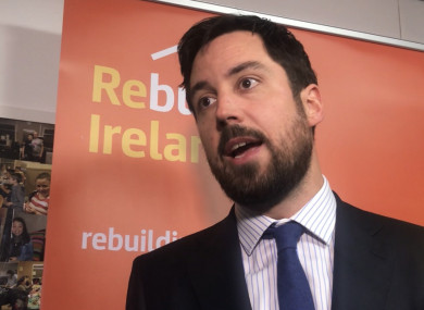 Housing Minister Eoghan Murphy speaking to reporters in Dublin 8 this morning.