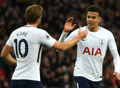 Harry Kane and Dele Alli celebrate.