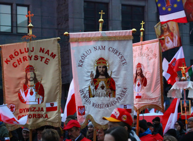 File photo: Thousands of nationalists and far right members marched to celebrate 100th Independence Day under the slogan 'we want God'. Anti-abortion activists joined the march through the center of Warsaw.