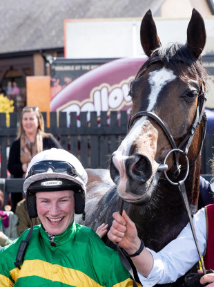 Nina Carberry after winning on Josies Orders today at Punchestown.