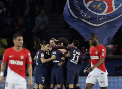 Psg Players Celebrate During Their Win Over Monaco Psg Players Celebrate During Their Win Over Monaco