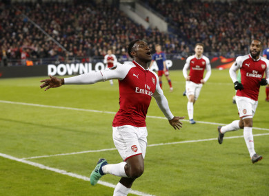 Welbeck celebrates his crucial goal.