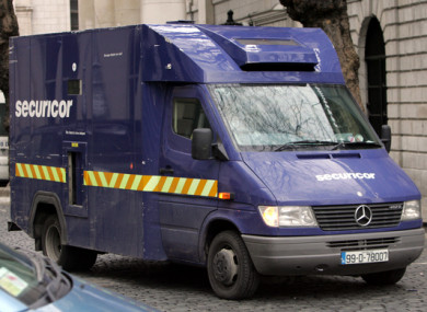 A Securicor van at the Bank of Ireland the day after one of their vans was robbed in Strawberry Beds