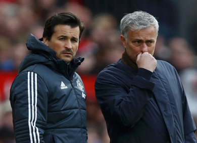 Faria pictured alongside manager Jose Mourinho.