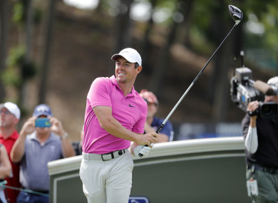 Rory McIlroy of Northern Ireland watches his drive on 18 during the Second Round of the Travelers Championship.