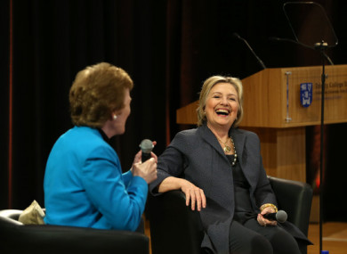 Mary Robinson and Hillary Clinton at TCD today