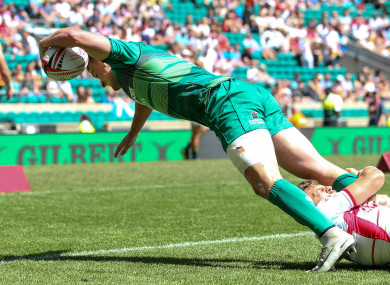 John O'Donnell scored one of Ireland's three first-half tries.