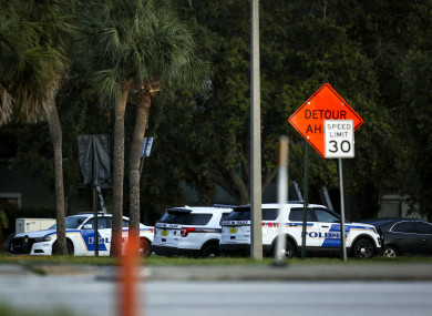 Orlando police at the scene of the hostage situation yesterday.