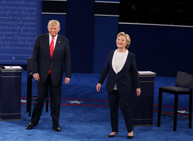 Donald Trump and Hillary Clinton at debate prior to election
