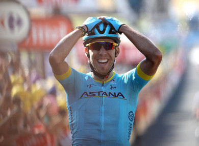 Fraile reacts after crossing the line on Saturday.