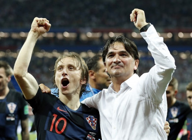 Dalic celebrates with Luka Modric.