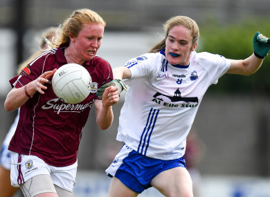 Galway’s Louise Ward challenged by Emma Murray of Waterford.
