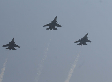 File Photo: A trio Sukhoi fighter jets
