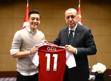 Mesut Ozil pictured with Recep Tayyip Erdogan in May.