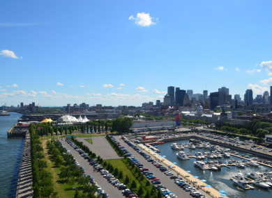 File photo - View of downtown Montreal and the Old Port from the Clock Tower