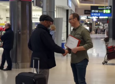 Vialli is greeted at Dublin Airport.