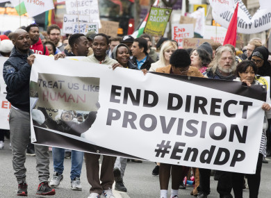 Protestors against the Direct Provision last year.