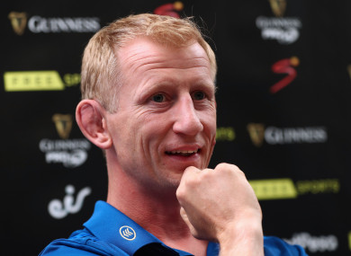 Leo Cullen speaking at the Pro14 launch in Glasgow.
