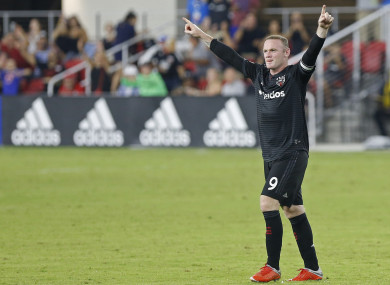 DC United forward Wayne Rooney (9) celebrates after scoring.