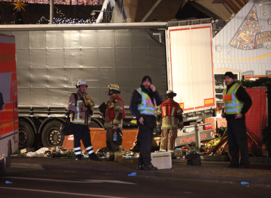 The scene in Berlin where a truck plowed into a Christmas market in 2016.
