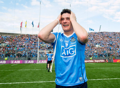 Diarmuid Connolly celebrating last year's final victory over Mayo.