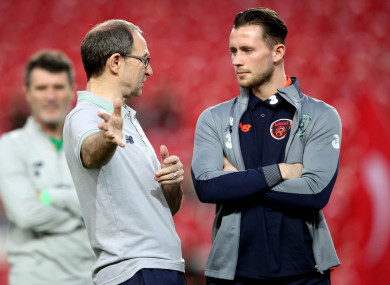Republic of Ireland midfielder Alan Browne (right) with manager Martin O'Neill.
