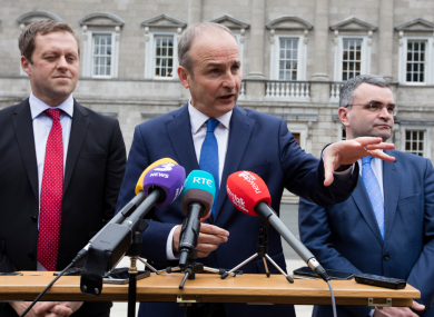 Fianna Fáil's Thomas Byrne, Micheal Martin and Dara Calleary.