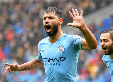 Manchester City striker Sergio Aguero scored on his 300th appearance.