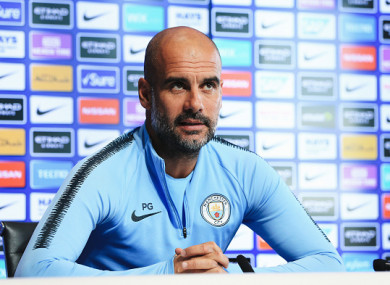 Guardiola speaking at his pre-match press conference.