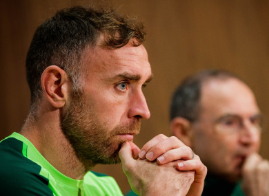 Richard Keogh pictured during today's pre-match press conference.