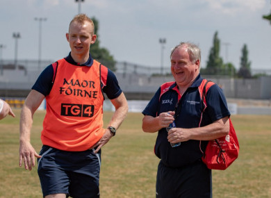 Back at the helm: Darren Bishop and County Board chairman Dermot Woods.