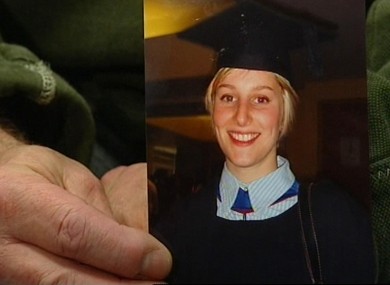 Image taken from a pooled ITN interview with Joanna Yeates' parents holding a photograph of their daughter.