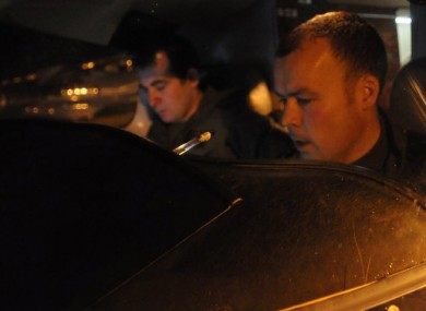 Captain Ed Hollingsworth and Captain Niall Goff prepare for takeoff from Casement Aerodrome, Baldonnel last night.