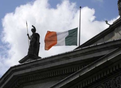 The GPO flag flies at half mast to mark the death of former Taoiseach Garret FitzGerald.