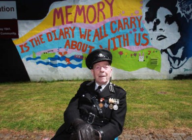 Noel Brady, 91, of the St Johns Ambulance waiting for his lift home after attending today's 70th anniversary commemoration for the North Strand bombing in 1941.