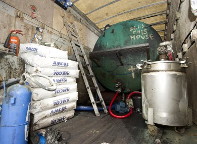 Some of the fuel laundering equipment discovered by Customs officials yesterday in Co Monaghan.